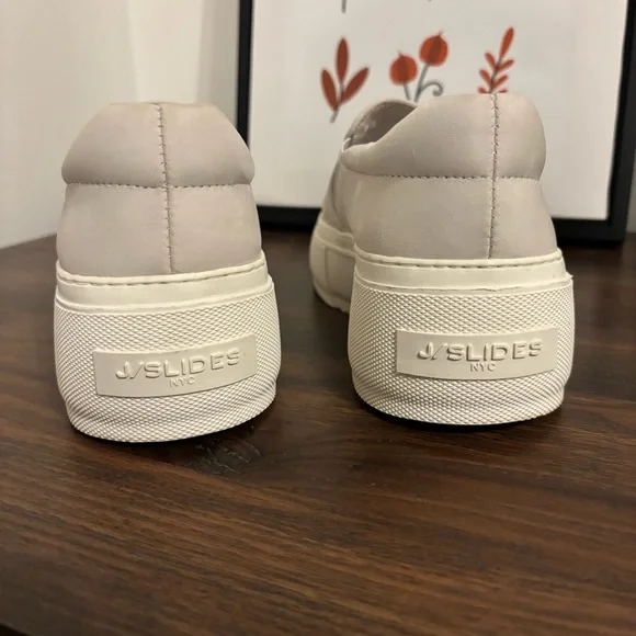 J Slides NYC Aileen Ivory Cream Leather Platform Slip-On Sneakers - Picture 2 of 11